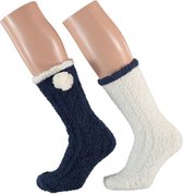 HomeSocks Dames met Pompoen | 2-Pack Blauw en Wit