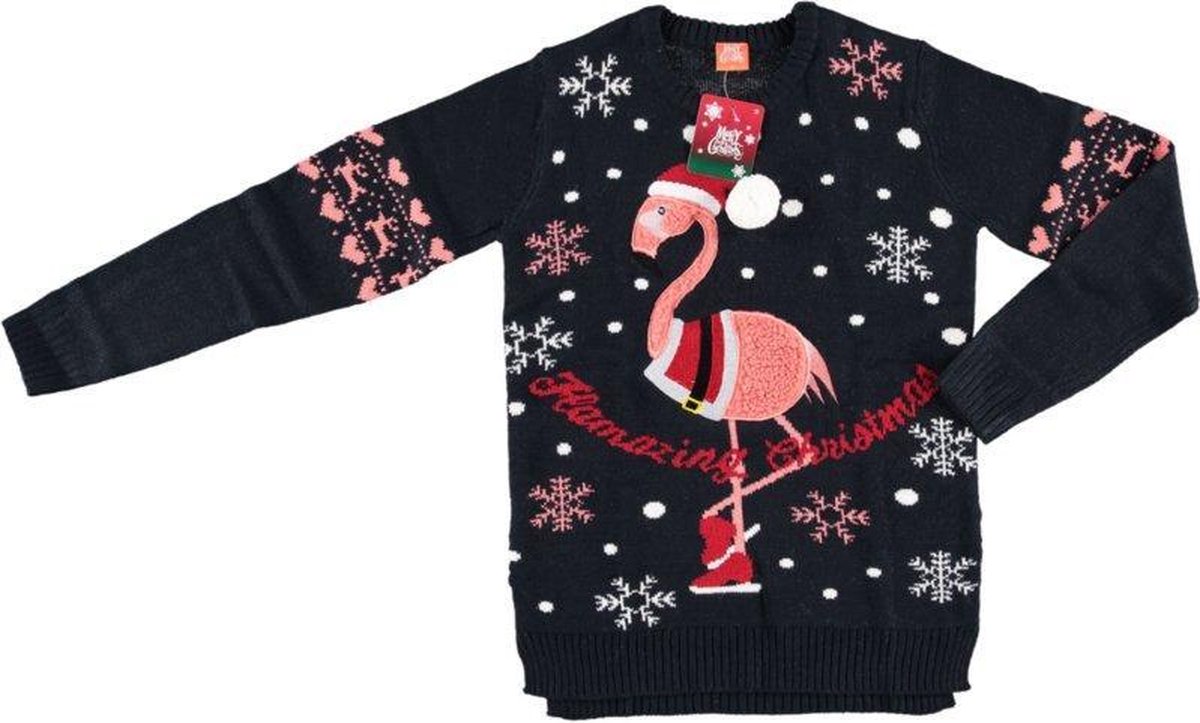 Sarlini Dames Kerst Trui | Flamingo Zwart | bol