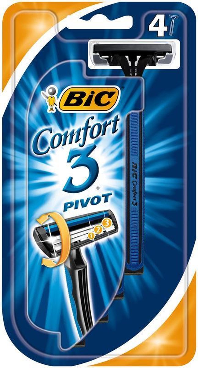 Бритвенный станок BIC Comfort 3 pivot razors x4 (Blue) (3086126610054)