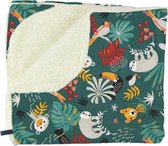 Handgemaakte Ledikantdeken met Luiaards - 150 x 100 cm  - Knuffeldeken met Uniek Noddles design "Lazy Jungle"