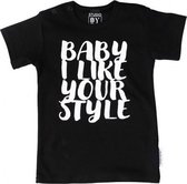 STUDIO BY BO® Baby T-shirt Like Your Style Zwart | 100% OEKOTEX gecertificeerd katoen | Maat 92