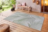 Binnen & buiten vloerkleed Tropical leaf - crème/groen 80x150 cm