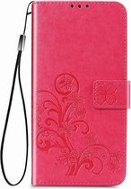 Klavertje vier rood agenda wallet case hoesje Telefoonhoesje geschikt voor Samsung Galaxy A42 5G