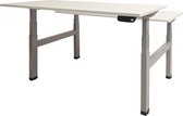 RoomForTheNew Bureau Heathrow Plus Duo-Desk - Zit sta Bureau - Zit sta Bureau Elektrisch - Gaming Bureau - Game Bureau - Verstelbaar Bureau - standing Desk - duo bureau - duo werkplek--Wit blad-Aluminium  onderstel- 160x80