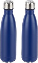 relaxdays 2 x Thermosfles - drinkfles - thermosbeker - thermos - isoleerfles 0,5 l blauw