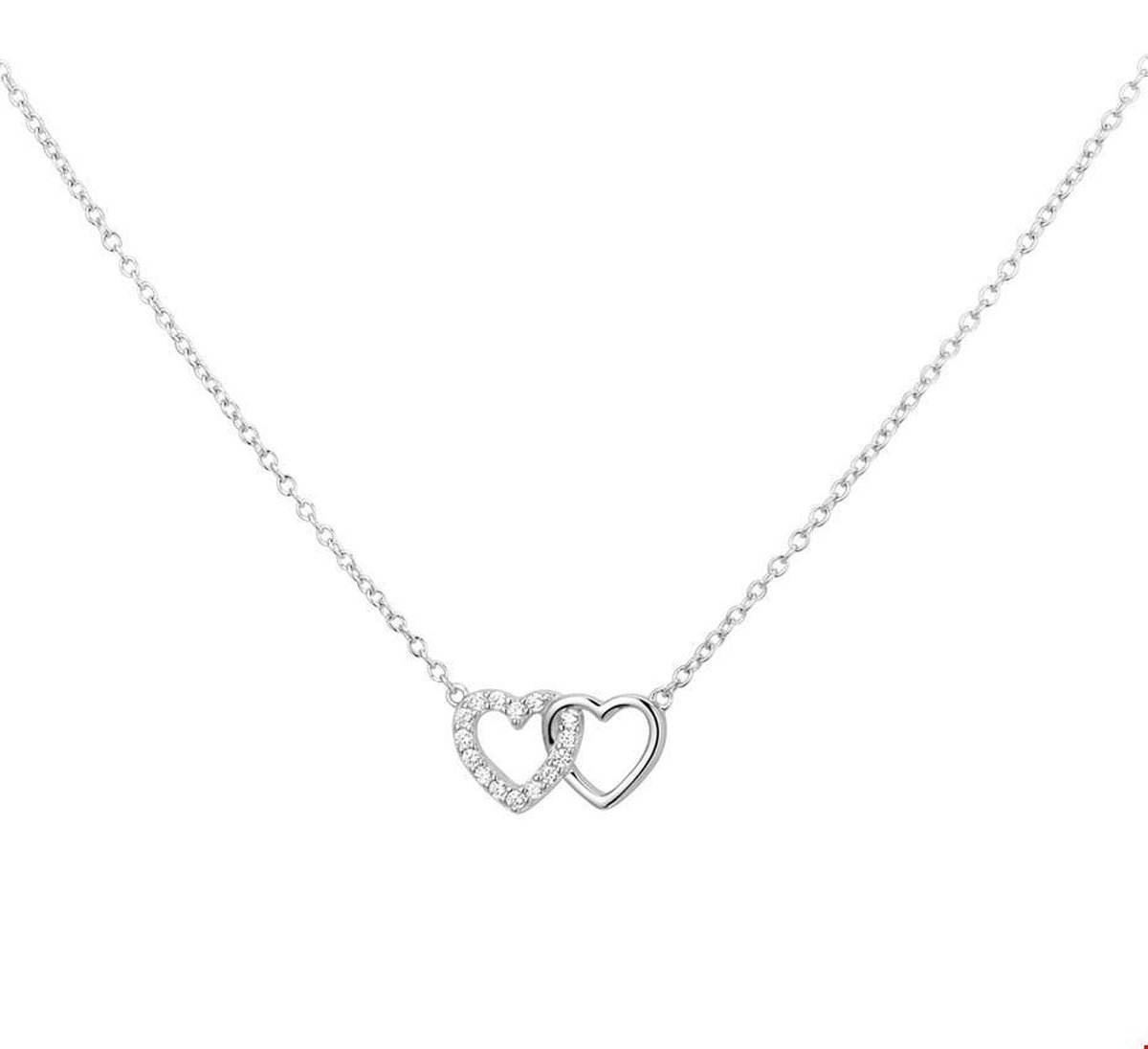 collier hartjes zirkonia 1,2 mm 40 + 4 cm zilver gerhodineerd