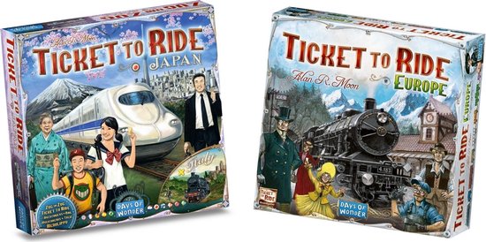 Afbeelding van het spel Ticket to Ride Spellenbundel - Bordspel -2 stuks- Europa (Basisspel) & Uitbreiding Japan & Italië