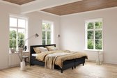 Beddenleeuw Boxspring Bed Isabella - 120x220 - Incl. Hoofdbord + Matras - Lederlook Zwart (Skai)