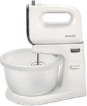 Witte Philips handmixer met transparante mengkom.