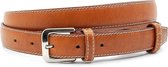 Klassieke cognac dames riem 2.5 cm breed - Cognac - Basic - Echt Leer - Taille: 110cm - Totale lengte riem: 125cm