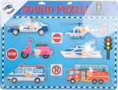 Houten puzzel "Voertuigen met geluid" - Kinderpuzzel 2 jaar