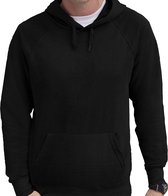 Zwarte hoodie / sweater met capuchon - heren - raglan - basics - hooded sweatshirts M (EU 50)