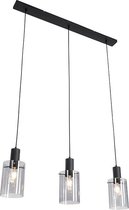QAZQA vidra - Moderne Hanglamp eettafel voor boven de eettafel | in eetkamer - 3 lichts - L 1000 mm - Zwart -  Woonkamer | Slaapkamer | Keuken