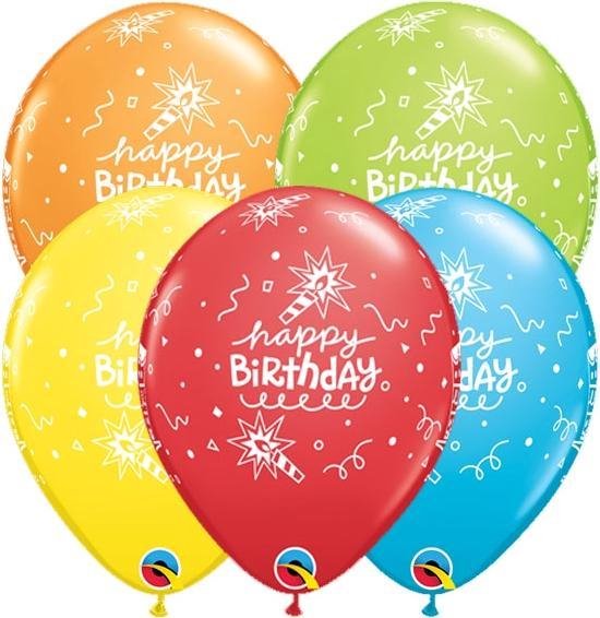 Ballonnen Happy Birthday Kaarsjes en Confetti - 6 stuks