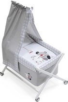 Interbaby Wieg 90 X 55 Cm Hout/katoen Grijs 6-delig