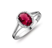Velini jewels-R3045RU-60 Ruby glazen steen met witte Cubic Zirkonia