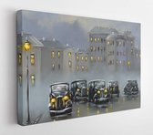 Oil digital paintings landscape, cars, old city at night. Fine art - Modern Art Canvas - Horizontal - 1326139400 - 50*40 Horizontal