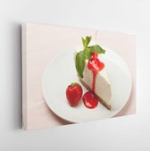 Onlinecanvas - Schilderij - Chesecake Strawberry Art Horizontal Horizontal - Multicolor - 40 X 50 Cm