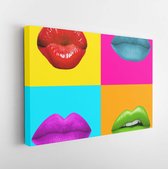 Onlinecanvas - Schilderij - Contemporary Art Collage. Colorful Lips. Art Horizontal Horizontal - Multicolor - 75 X 115 Cm