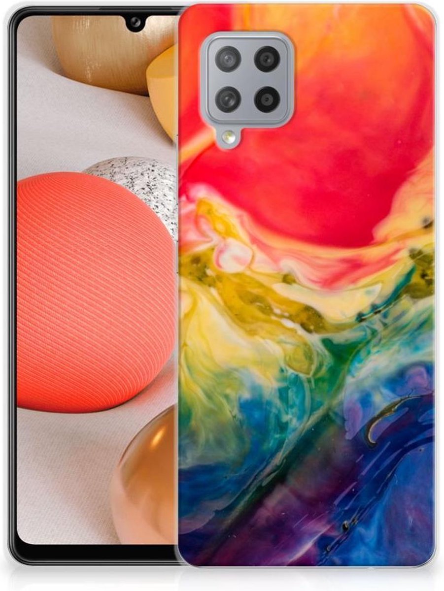 Back Cover voor Hoesje maken Samsung Galaxy A42 Watercolor Dark