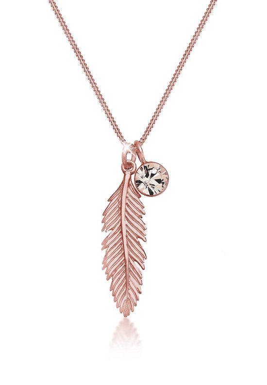 Collier Elli en argent sterling 925 Plume plaquée or rose avec cristal Swarovski®