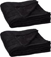 Relaxdays 2x fleece deken 200x220 cm - plaid - kleed - polyester - zwart - xxl - groot