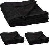 Relaxdays 3x fleece deken 200x220 cm - plaid - kleed - polyester - zwart - xxl - groot