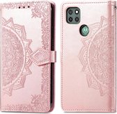 iMoshion Hoesje Geschikt voor Motorola Moto G9 Power Hoesje Met Pasjeshouder - iMoshion Mandala Bookcase - Rosé Goud