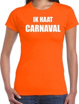 Ik haat carnaval verkleed t-shirt / outfit oranje voor dames - carnaval / feest shirt kleding / kostuum L