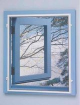 Kit de construction de moustiquaire de fenêtre - blanc - 1 m x 1,5 m - à charnière - maille grise