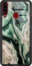 Samsung A20s hoesje glass - Groen marmer / Marble | Samsung Galaxy A20s  case | Hardcase backcover zwart