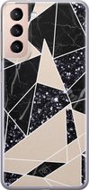 Samsung S21 Plus hoesje siliconen - Abstract painted | Samsung Galaxy S21 Plus case | zwart | TPU backcover transparant