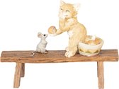 Clayre & Eef decoratie kat en muis 12x5x9cm