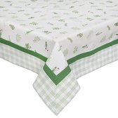 Clayre & Eef Vierkant Tafelkleed ROS15 150*150 cm - Groen 100% Katoen Tafellaken Tafellinnen Tafeltextiel