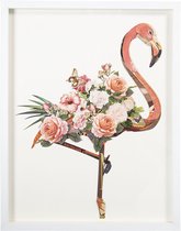 Clayre & Eef Schilderij 64*4*82 cm Meerkleurig Kunststof Rechthoek Flamingo Muurdecoratie Wanddecoratie