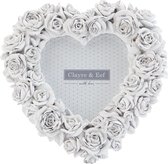 Clayre & Eef Fotolijst 9*9 cm Wit Kunststof Hartvormig Fotokader Wissellijst Foto Frame