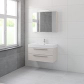 Bruynzeel Bando badmeubelset 90x45cm 1 kraangat 1 wasbak 2 lades met spiegelkast met softclose Composiet kasjmier grijs