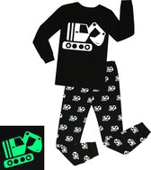 Elowel - Jongen Pyjama 2 Delig, 'GLOW IN THE DARK', 100% Katoen, Comfortabel, Slim fit Broek | 2 Jaar | Tractor