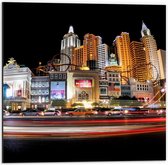 Dibond - Weg in Las Vegas - 50x50cm Foto op Aluminium (Wanddecoratie van metaal)