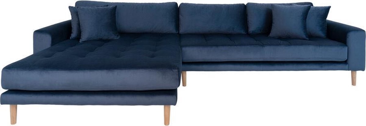 House Collection Velvet Hoekbank Milo Lounge Sofa Links Donker Blauw