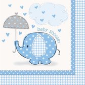 "Olifant" papieren servetten voor Baby Shower 16 stuks - Blauw
