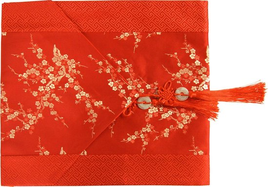 Fine Asianliving Chinese Tafelloper 33x190cm Bloesems Rood