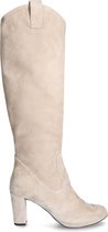 Manfield - Dames - Beige suède laarzen met hak - Maat 40