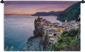 Wandkleed Cinque Terre - Uitzicht over verlichte huisjes en de zee in Cinque Terre Wandkleed katoen 180x120 cm - Wandtapijt met foto XXL / Groot formaat!