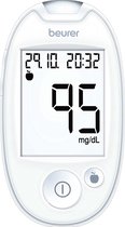 Beurer GL 44 White mg/dl Bloedsuikermeter - Bloedglucose meter - Licht - Incl. prikhulp, 10 test strips, 10 lancetten, batterijen & etui - USB - App beurer HealthManager Pro - 5 Ja