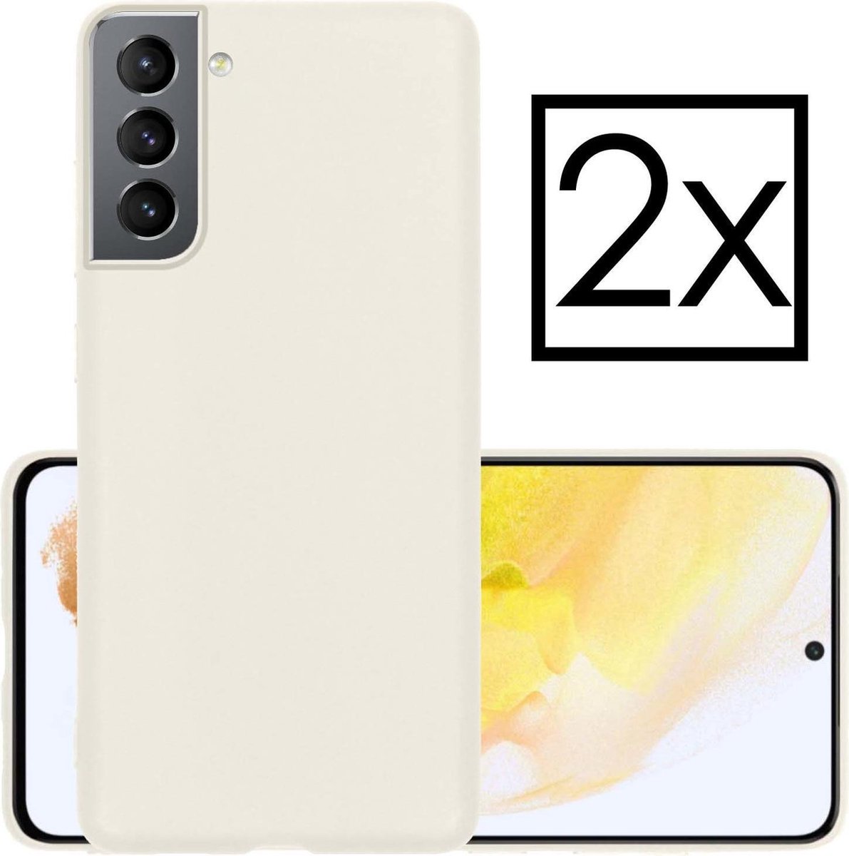 Hoesje - 2 Stuks - Geschikt voor Samsung Galaxy S21 Plus - Sterk & Shockproof - Case Siliconen - Back Cover - Telefoon Hoes - Wit
