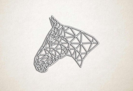Line Art - Paard 3 - S - 45x52cm - Wit - geometrische wanddecoratie