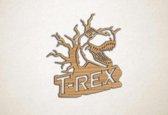Wanddecoratie - T-Rex 3D dinosaur - XS - 28x25cm - Eiken - muurdecoratie - Line Art