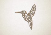 Line Art - Vogel Kolibrie - XS - 29x25cm - Eiken - geometrische wanddecoratie