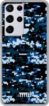 6F hoesje - geschikt voor Samsung Galaxy S21 Ultra -  Transparant TPU Case - Navy Camouflage #ffffff